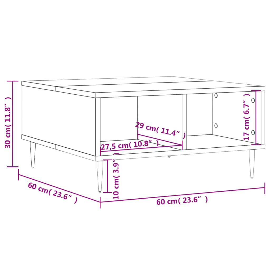 Konferenční Stolek Betonově Šedý 60X60X30 Cm Kompozitní Dřevo