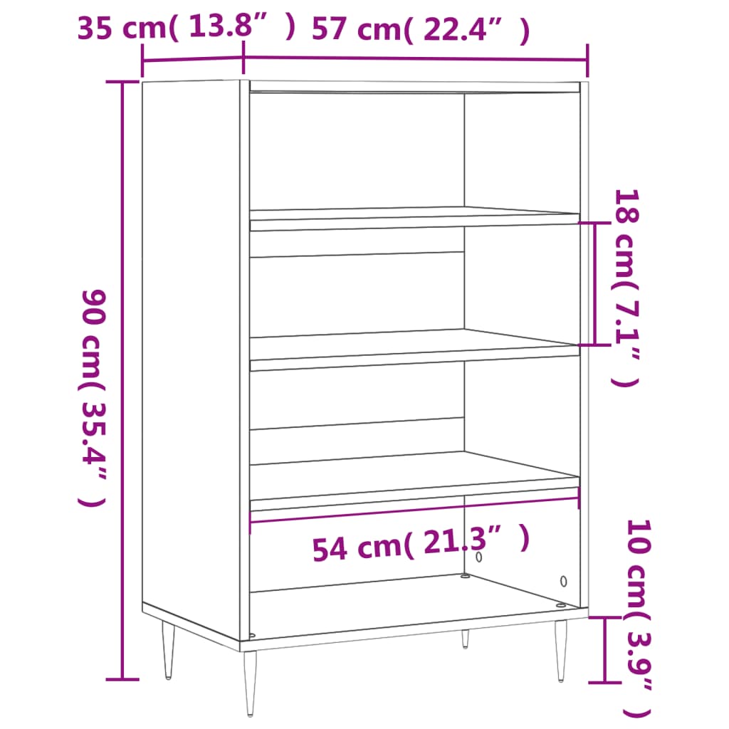 Skříň Highboard 57 X 35 X 90 Cm Kompozitní Dřevo