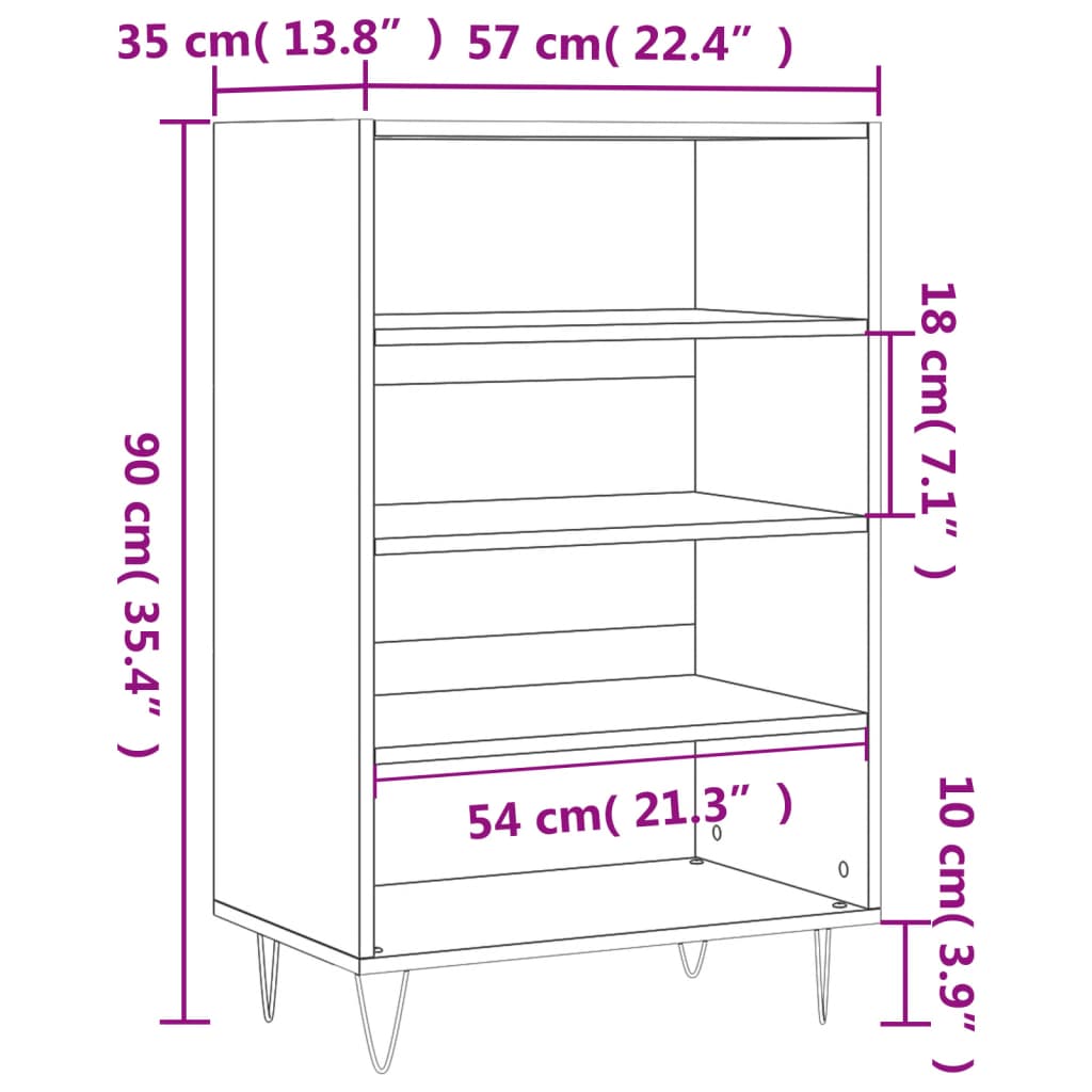 Skříň Highboard Bílá 57 X 35 X 90 Cm Kompozitní Dřevo