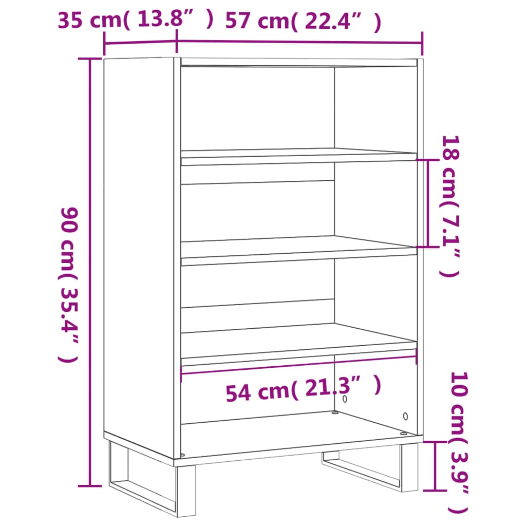 Skříň Highboard Betonově Šedá 57 X 35 X 90 Cm Kompozitní Dřevo