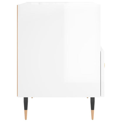 Noční Stolek Bílý Vysoký Lesk 40X35X47,5 Cm Kompozitní Dřevo