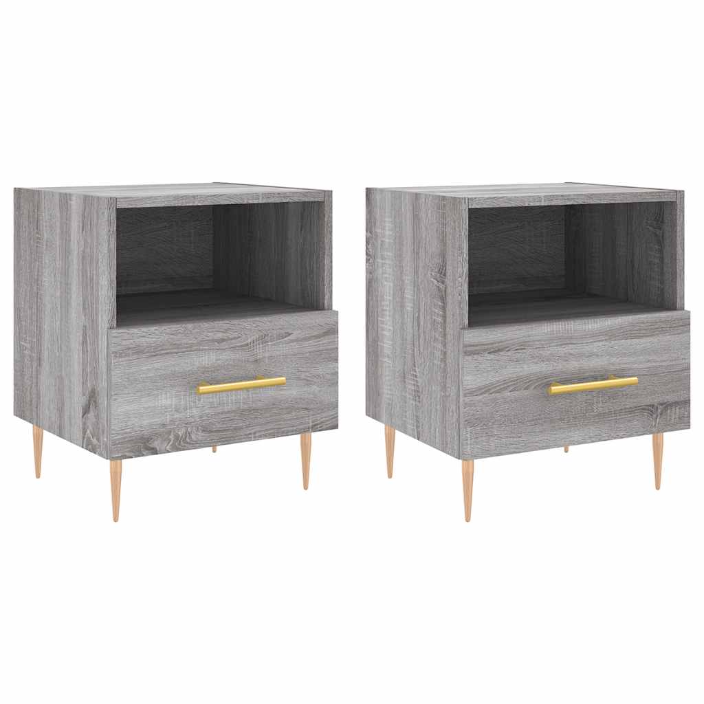 Noční Stolky 2 Ks Šedé Sonoma 40X35X47,5 Cm Kompozitní Dřevo
