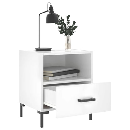 Noční Stolky 2 Ks Lesklé Bílé 40X35X47,5 Cm Kompozitní Dřevo