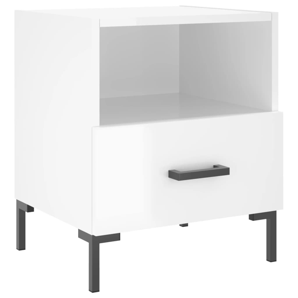 Noční Stolky 2 Ks Lesklé Bílé 40X35X47,5 Cm Kompozitní Dřevo