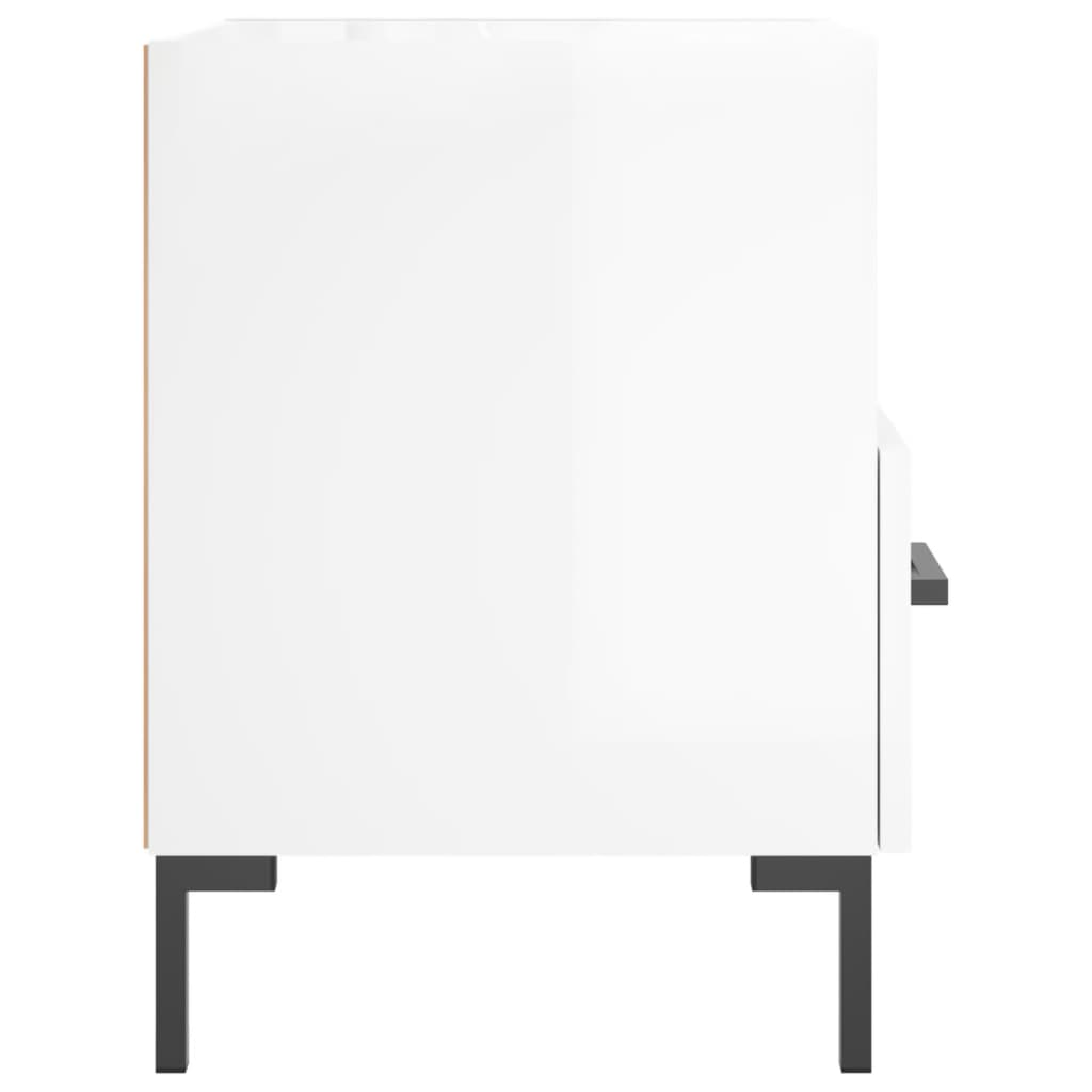 Noční Stolky 2 Ks Lesklé Bílé 40X35X47,5 Cm Kompozitní Dřevo