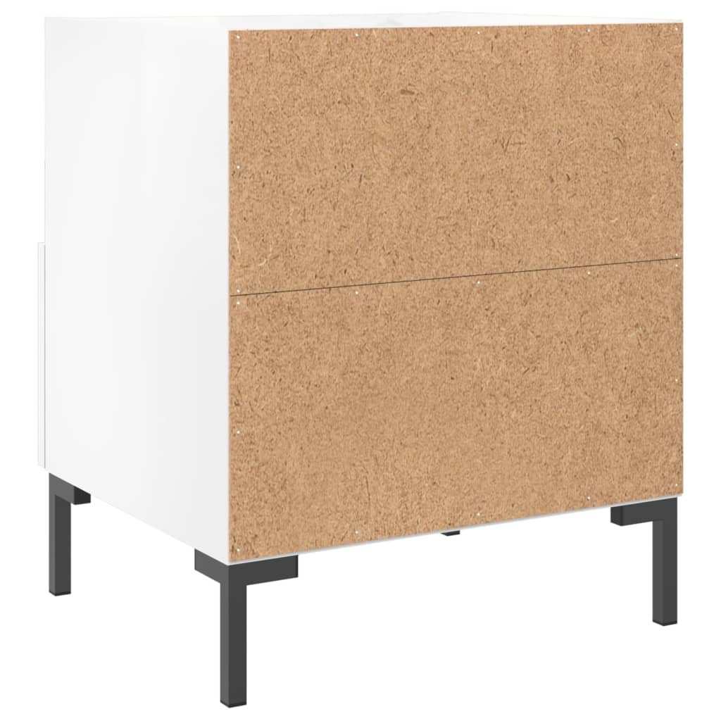 Noční Stolky 2 Ks Lesklé Bílé 40X35X47,5 Cm Kompozitní Dřevo