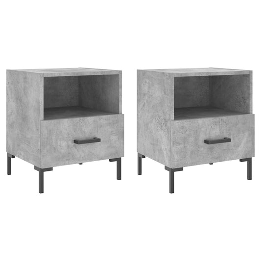 Noční Stolky 2 Ks Betonově Šedé 40X35X47,5 Cm Kompozitní Dřevo