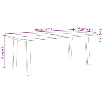 Jídelní Stůl 200 X 90 X 75 Cm Masivní Akáciové Dřevo