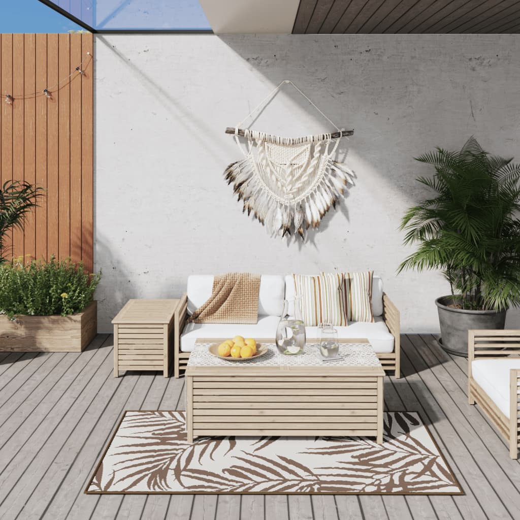Venkovní Koberec Hnědý A Bílý Oboustranný Design