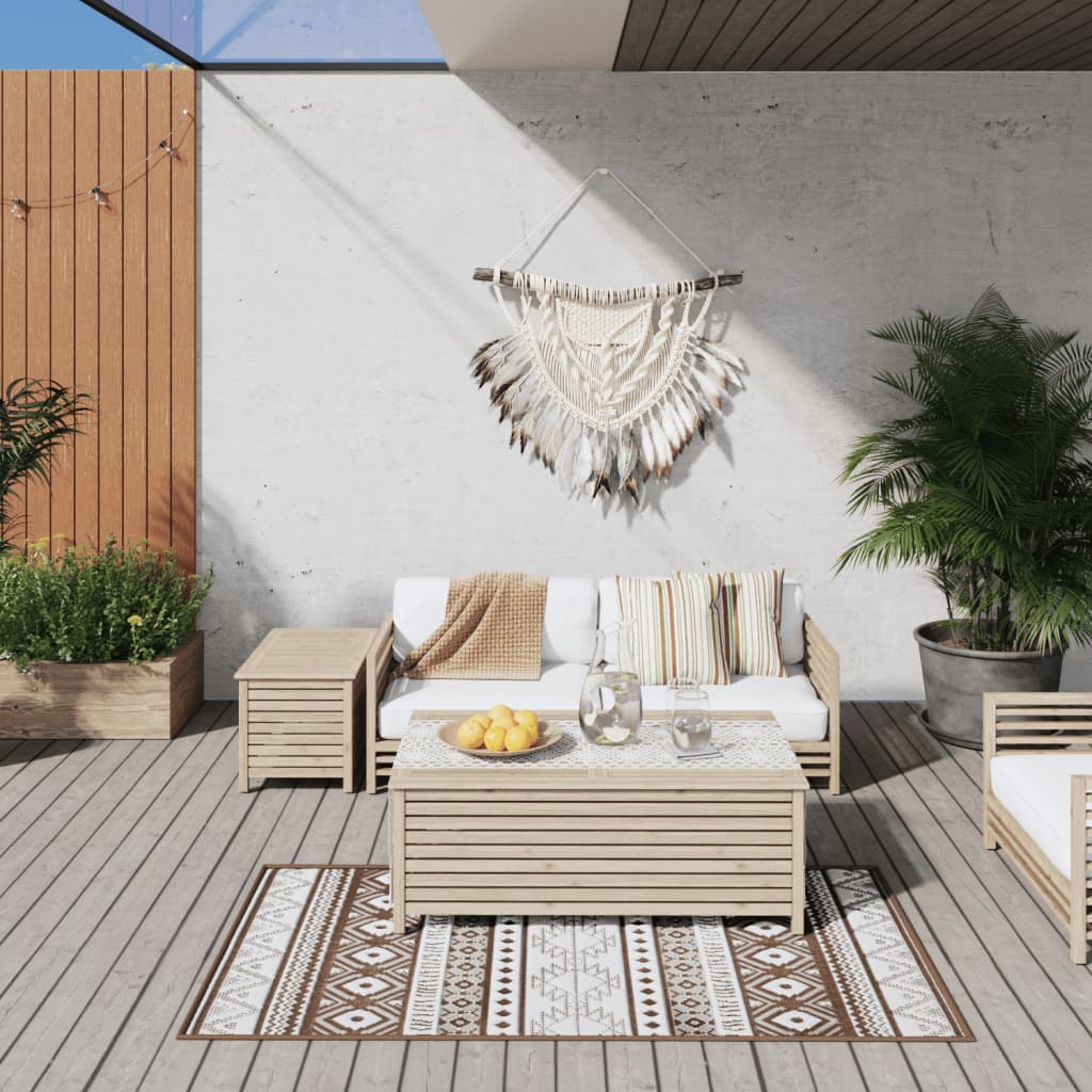 Venkovní Koberec Hnědý A Bílý Oboustranný Design