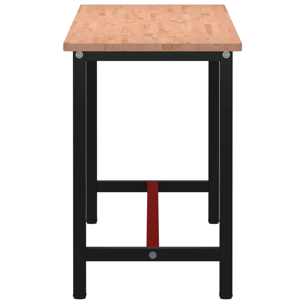 Pracovní Stůl 180 X 55 X 81,5 Cm Masivní Bukové Dřevo A Kov