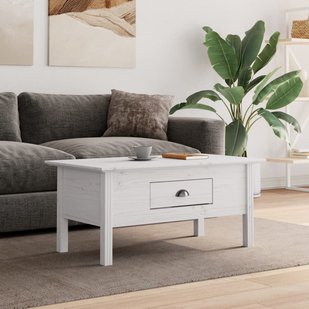 Konferenční Stolek Bodo Bílý 100 X 55 X 46 Cm Masivní Borovice