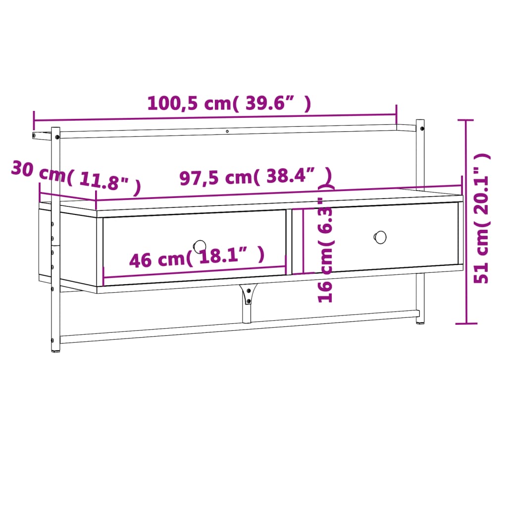 Tv Skříňka Nástěnná 100,5X30X51 Cm Kompozitní Dřevo