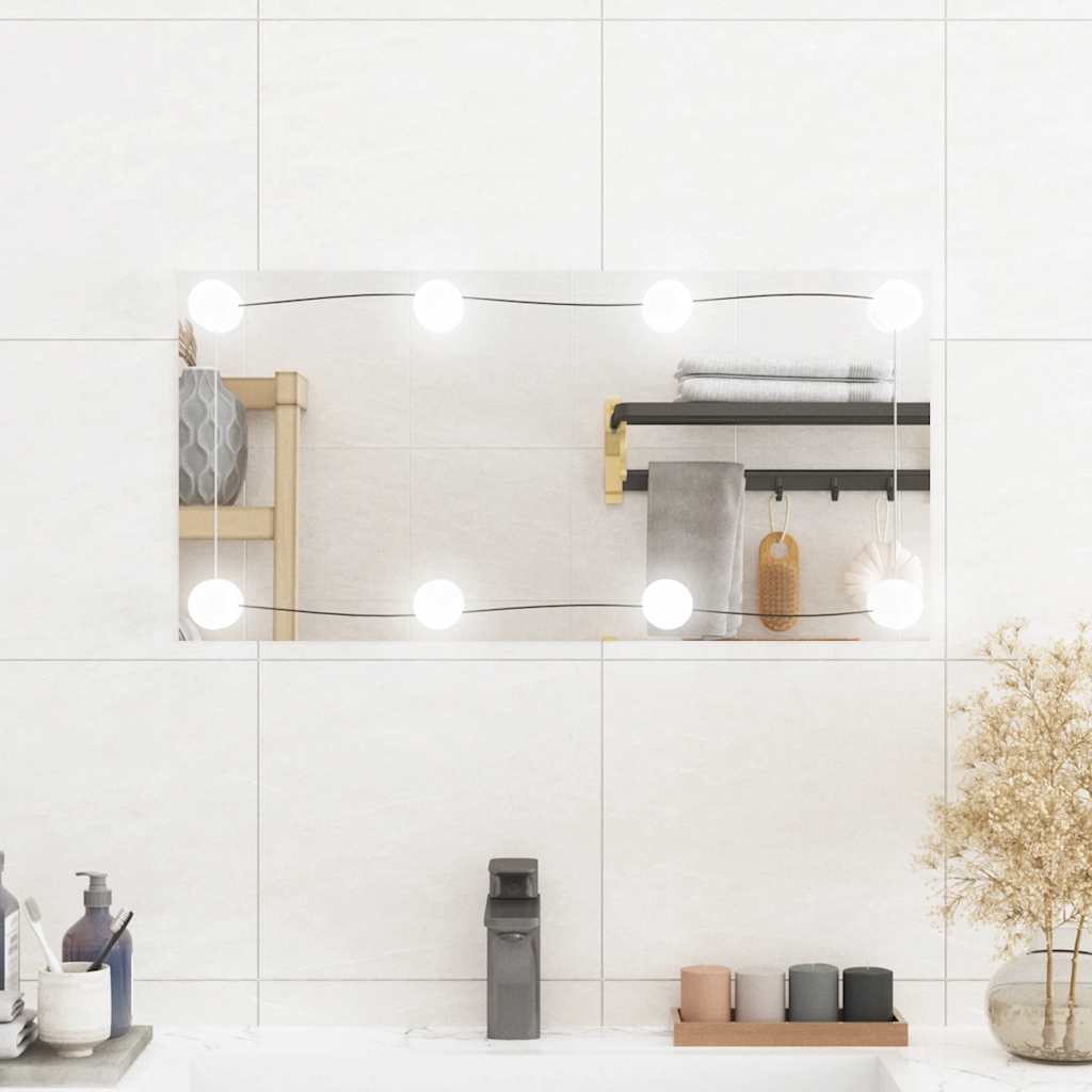 Nástěnné Zrcadlo S Led Osvětlením Sklo Obdélníkové