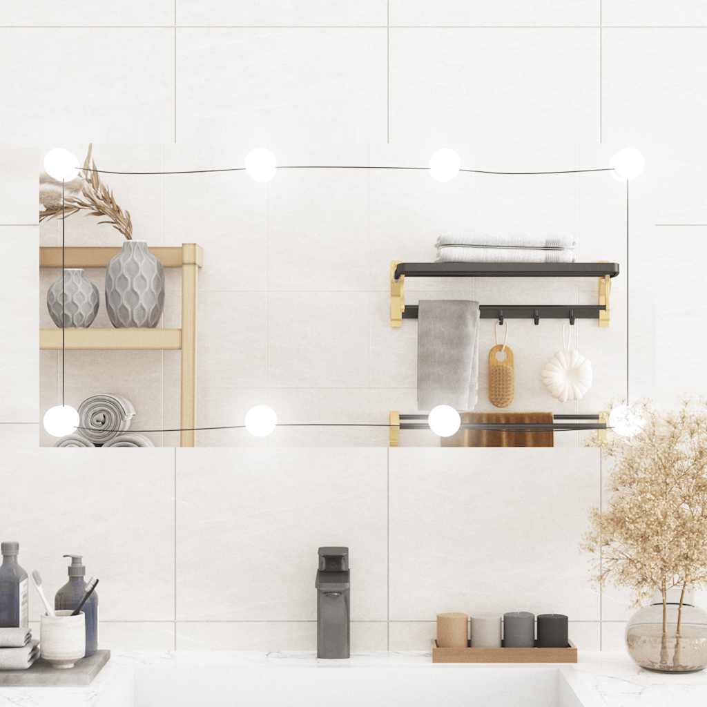 Nástěnné Zrcadlo S Led Osvětlením Sklo Obdélníkové