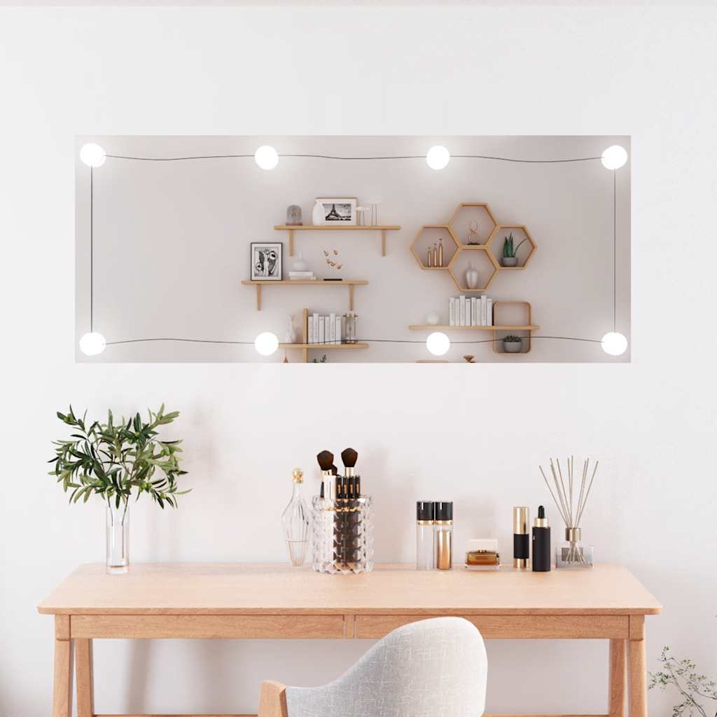 Nástěnné Zrcadlo S Led Osvětlením Sklo Obdélníkové