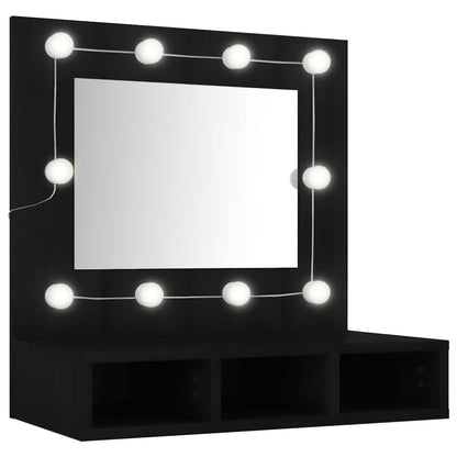 Zrcadlová Skříňka S Led Černá 60 X 31,5 X 62 Cm