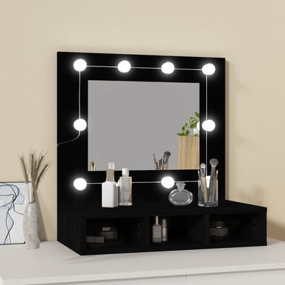 Zrcadlová Skříňka S Led Černá 60 X 31,5 X 62 Cm
