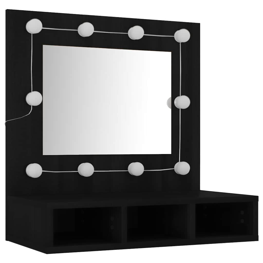 Zrcadlová Skříňka S Led Černá 60 X 31,5 X 62 Cm