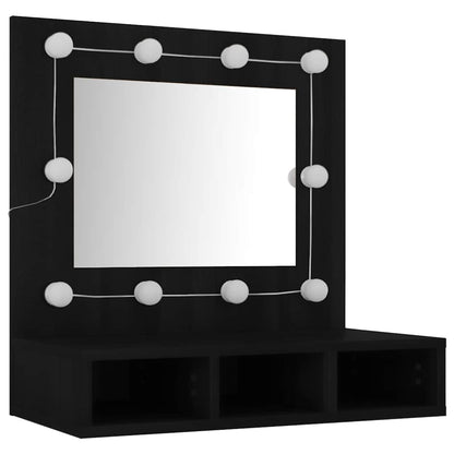 Zrcadlová Skříňka S Led Černá 60 X 31,5 X 62 Cm