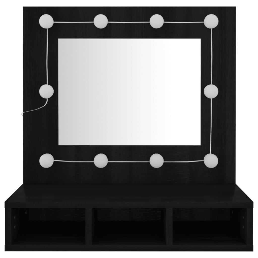 Zrcadlová Skříňka S Led Černá 60 X 31,5 X 62 Cm