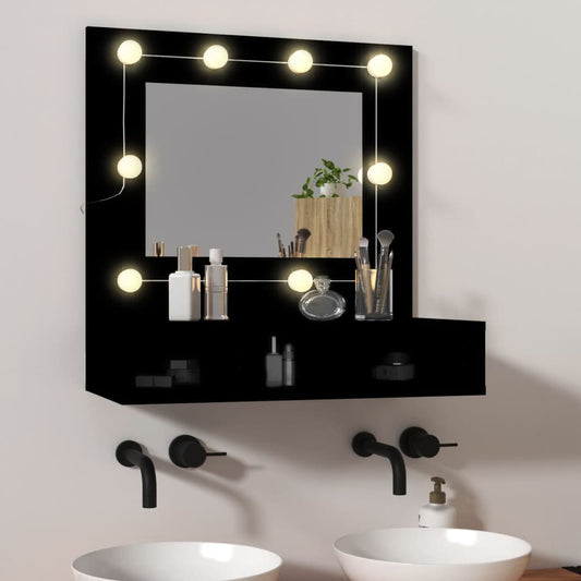 Zrcadlová Skříňka S Led Černá 60 X 31,5 X 62 Cm