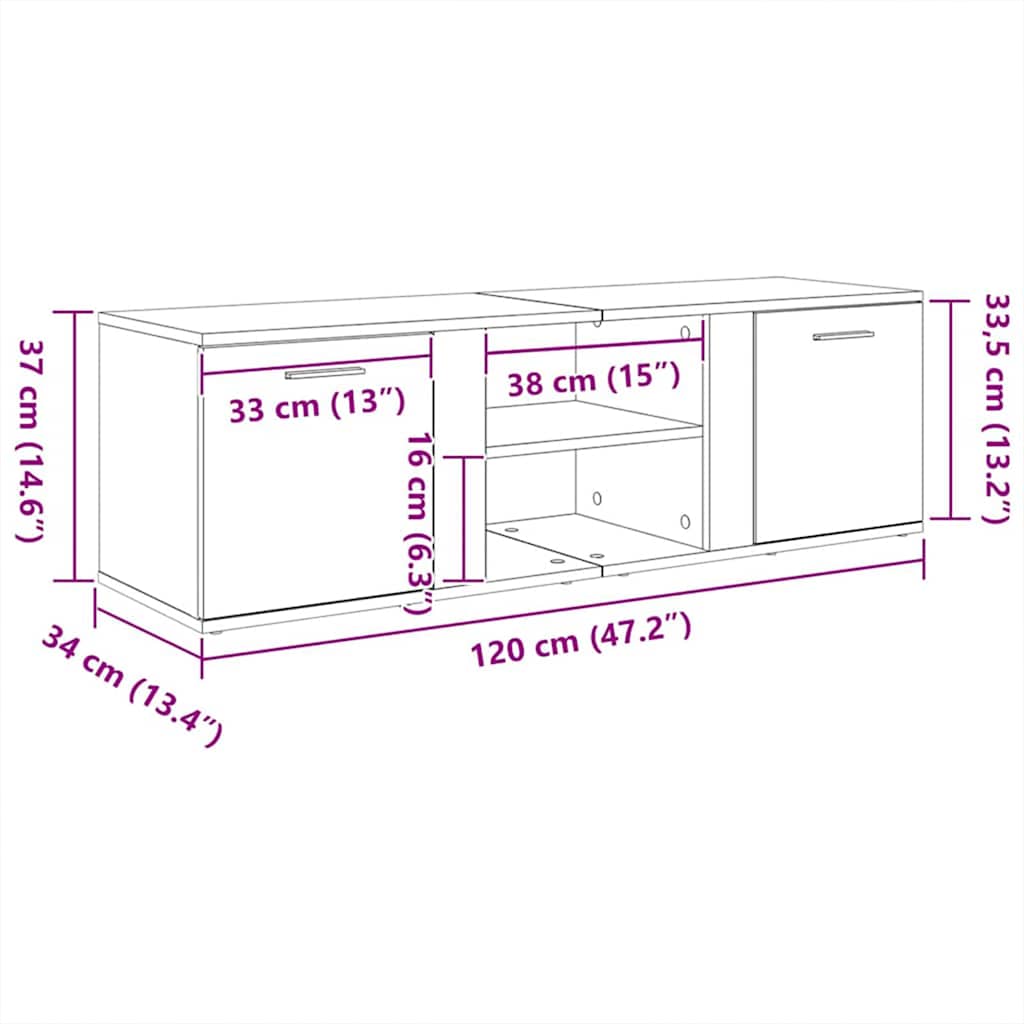 Tv Skříňka 120 X 34 X 37 Cm Kompozitní Dřevo