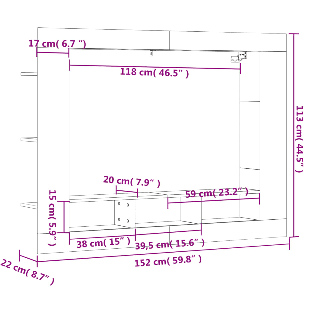 Tv Skříňka 152 X 22 X 113 Cm Kompozitní Dřevo