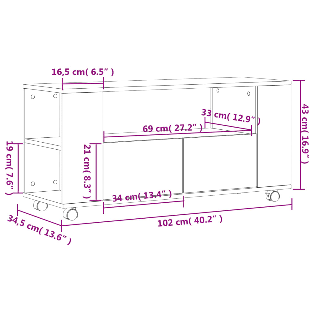 Tv Skříňka 102 X 34,5 X 43 Cm Kompozitní Dřevo