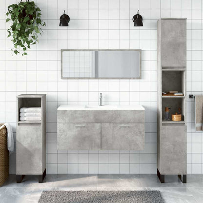 Koupelnová Skříňka Se Zrcadlem Betonově Šedá Kompozitní Dřevo