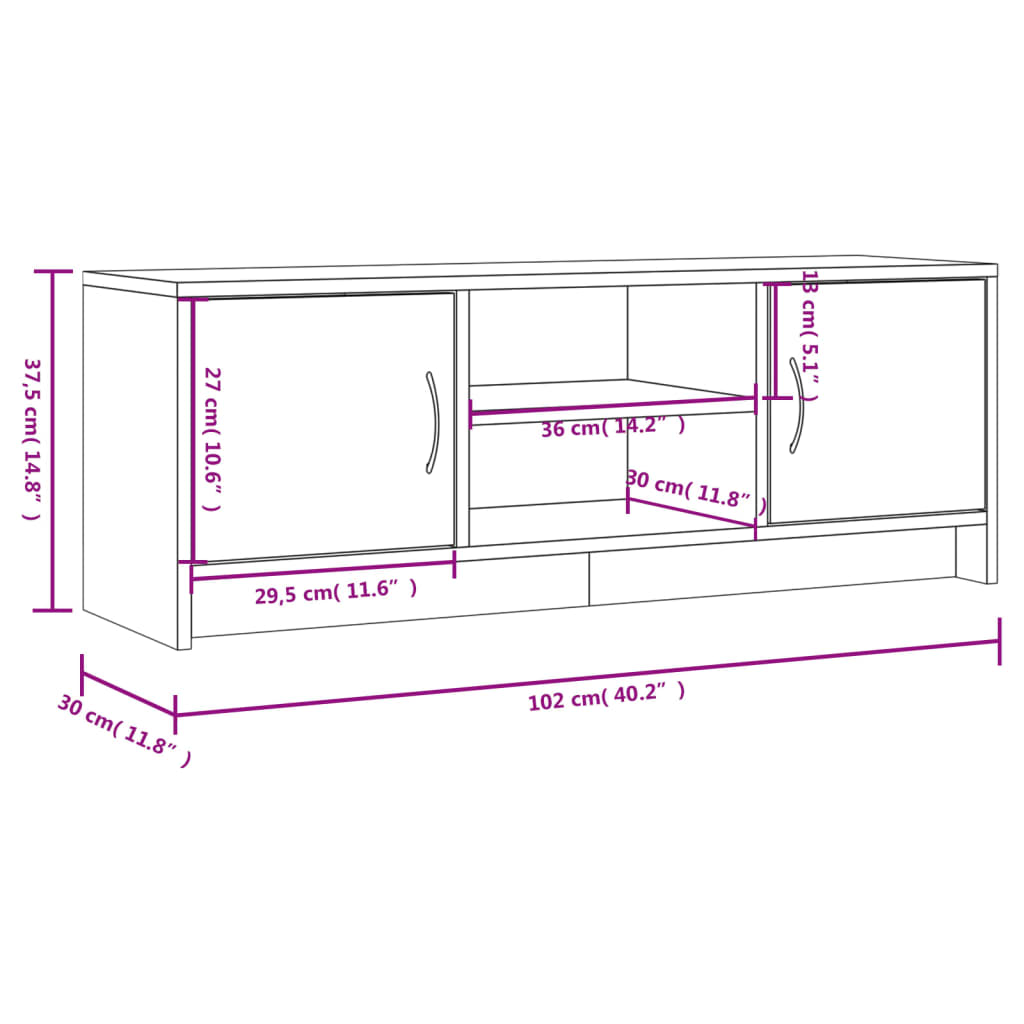 Tv Skříňka 102X30X37,5 Cm Kompozitní Dřevo