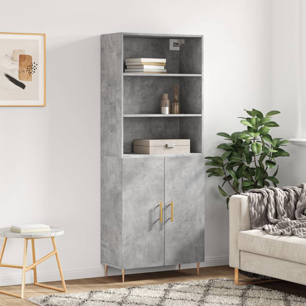 Skříň Betonově Šedá 69,5 X 32,5 X 180 Cm Kompozitní Dřevo