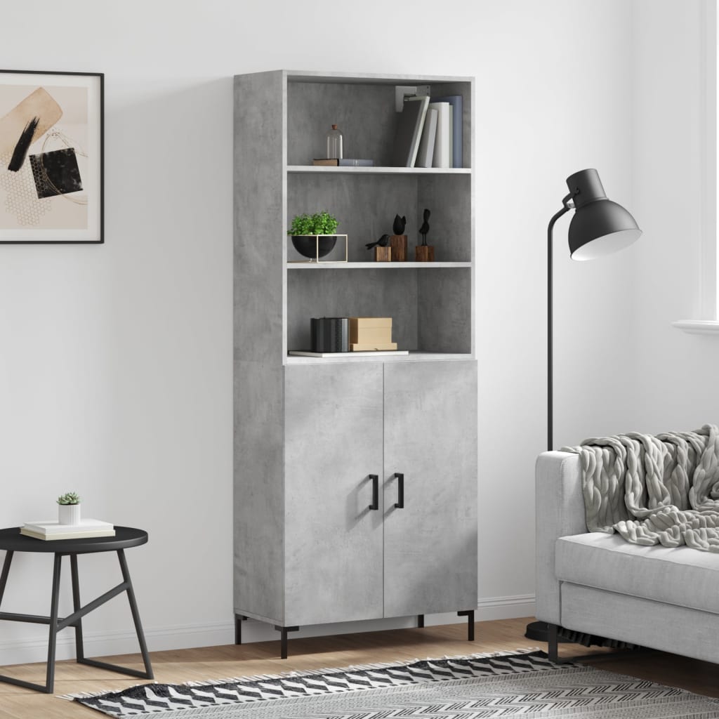 Skříň Betonově Šedá 69,5 X 32,5 X 180 Cm Kompozitní Dřevo