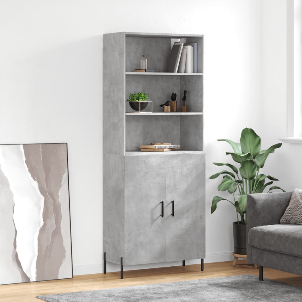 Skříň Betonově Šedá 69,5 X 32,5 X 180 Cm Kompozitní Dřevo
