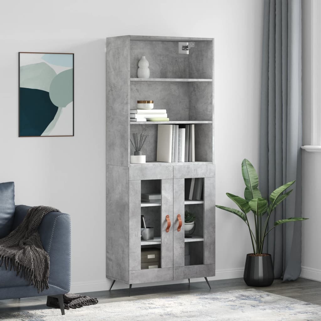 Skříň Betonově Šedá 69,5 X 32,5 X 180 Cm Kompozitní Dřevo
