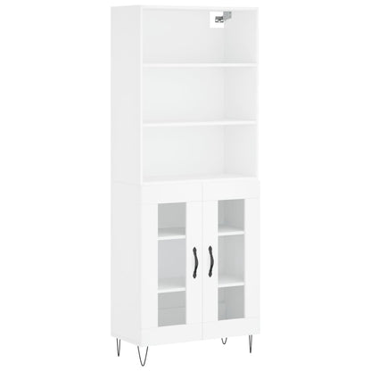 Skříň Highboard Bílá 69,5 X 34 X 180 Cm Kompozitní Dřevo