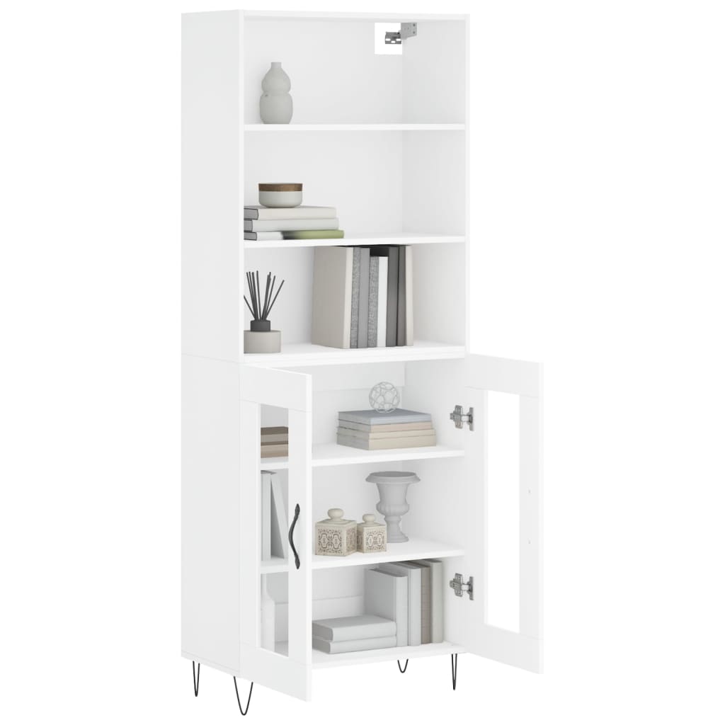 Skříň Highboard Bílá 69,5 X 34 X 180 Cm Kompozitní Dřevo