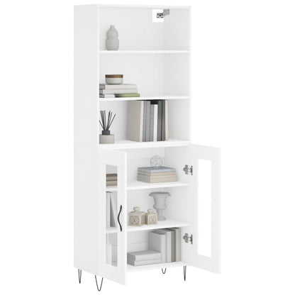 Skříň Highboard Bílá 69,5 X 34 X 180 Cm Kompozitní Dřevo