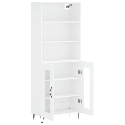 Skříň Highboard Bílá 69,5 X 34 X 180 Cm Kompozitní Dřevo