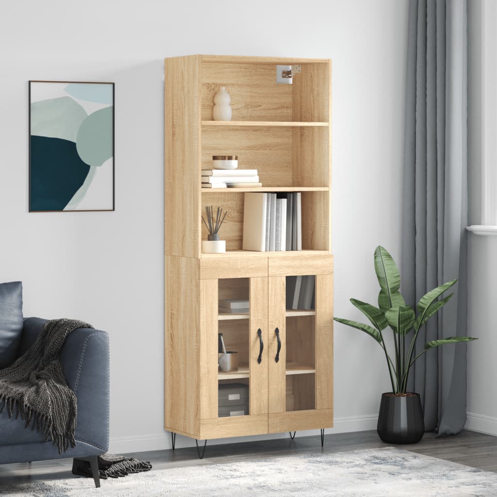 Skříň Highboard Dub Sonoma 69,5 X 34 X 180 Cm Kompozitní Dřevo