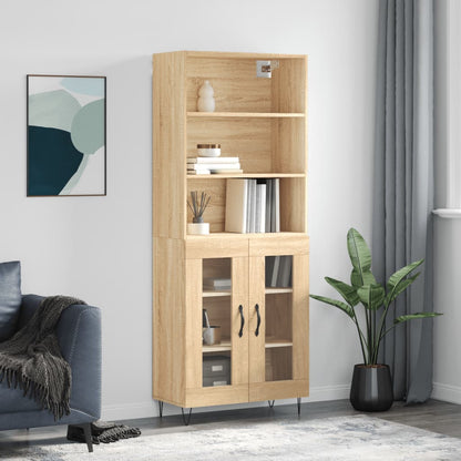 Skříň Highboard Dub Sonoma 69,5 X 34 X 180 Cm Kompozitní Dřevo