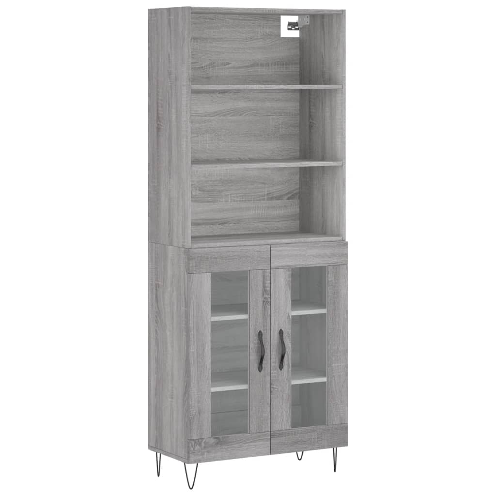 Skříň Highboard Šedá Sonoma 69,5 X 34 X 180 Cm Kompozitní Dřevo