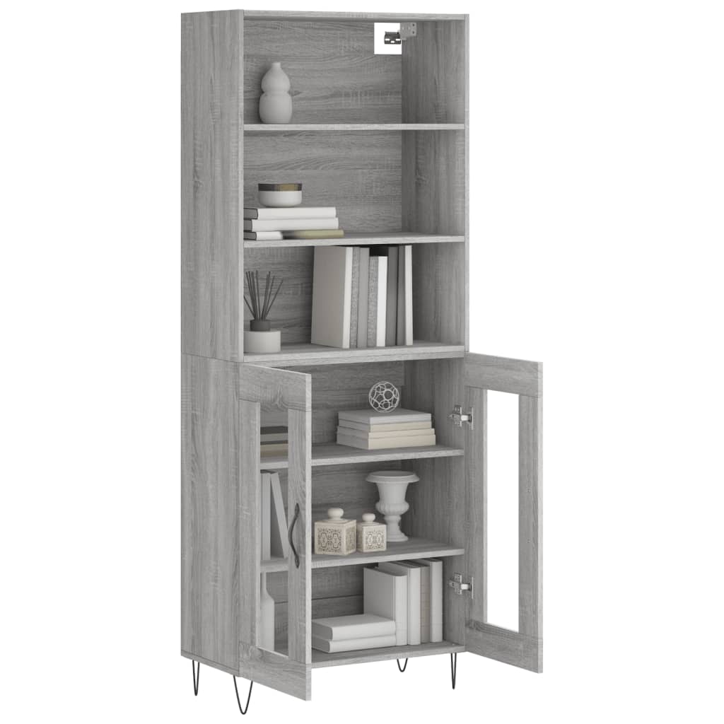Skříň Highboard Šedá Sonoma 69,5 X 34 X 180 Cm Kompozitní Dřevo