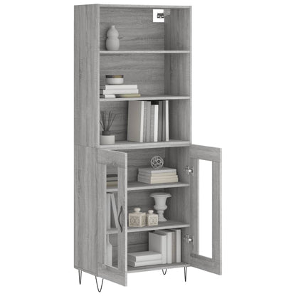 Skříň Highboard Šedá Sonoma 69,5 X 34 X 180 Cm Kompozitní Dřevo