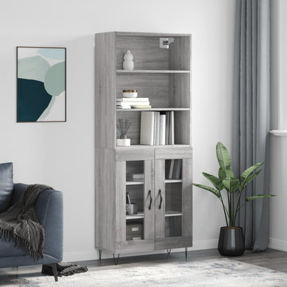 Skříň Highboard Šedá Sonoma 69,5 X 34 X 180 Cm Kompozitní Dřevo