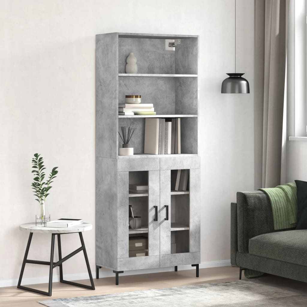 Skříň Betonově Šedá 69,5 X 32,5 X 180 Cm Kompozitní Dřevo