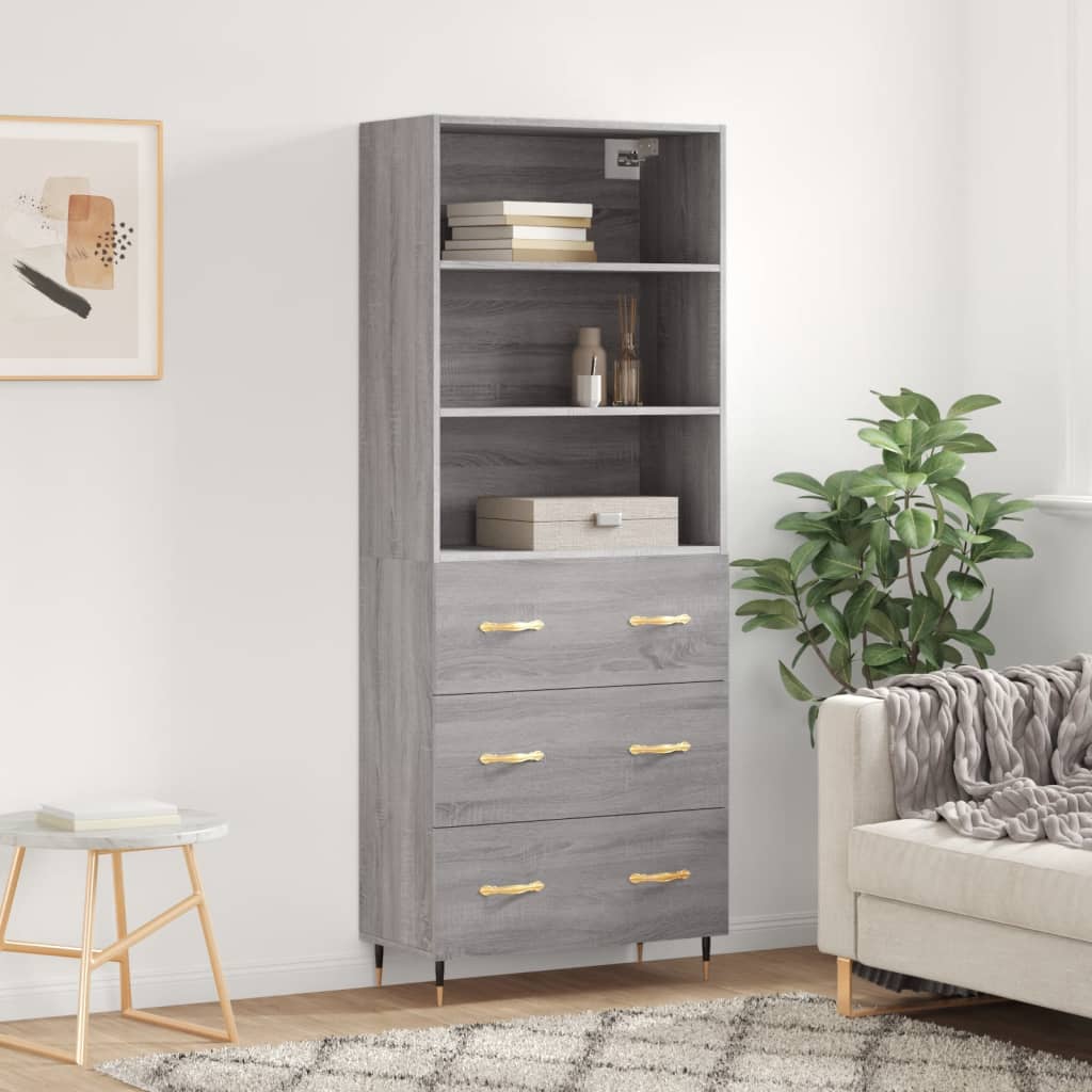 Skříň Betonově Šedá 69,5 X 32,5 X 180 Cm Kompozitní Dřevo