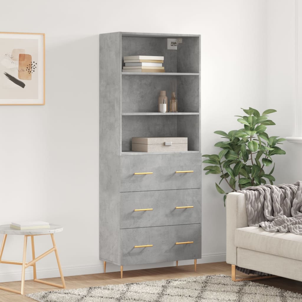 Skříň Betonově Šedá 69,5 X 32,5 X 180 Cm Kompozitní Dřevo
