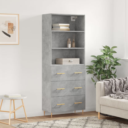 Skříň Betonově Šedá 69,5 X 32,5 X 180 Cm Kompozitní Dřevo