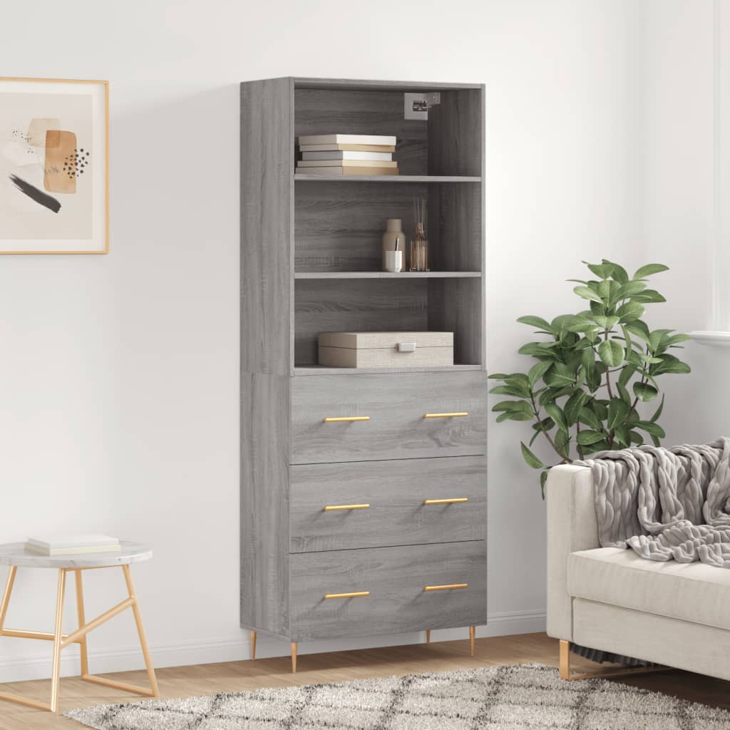 Skříň Betonově Šedá 69,5 X 32,5 X 180 Cm Kompozitní Dřevo